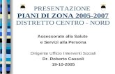 PRESENTAZIONE PIANI DI ZONA 2005-2007 DISTRETTO CENTRO - NORD Assessorato alla Salute e Servizi alla Persona Dirigente Ufficio Interventi Sociali Dr. Roberto.