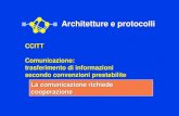 Architetture e protocolli CCITTComunicazione: trasferimento di informazioni secondo convenzioni prestabilite La comunicazione richiede cooperazione.