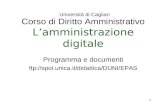 1 Corso di Diritto Amministrativo Lamministrazione digitale Programma e documenti  Università di Cagliari.