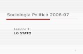 1 Sociologia Politica 2006-07 Lezione 1: LO STATO.