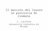 Il mercato del lavoro in provincia di Cremona C. Lucifora Università Cattolica di Milano.