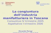 Ufficio Studi La congiuntura dellindustria manifatturiera in Toscana Consuntivo IV trimestre 2005 Aspettative I trimestre 2006 Riccardo Perugi Unioncamere.