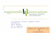 1 Le azioni di sistema a supporto della innovazione delle imprese Dr. C. Coluccio Direttore Generale Camera di Commercio di RE 6a Giornata dellEconomia.