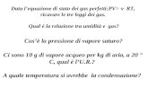 Data lequazione di stato dei gas perfetti:PV= RT, ricavare le tre leggi dei gas. Qual è la relazione tra umidità e gas? Cosè la pressione di vapore saturo?