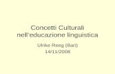 Concetti Culturali nelleducazione linguistica Ulrike Reeg (Bari) 14/11/2008.