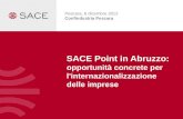SACE Point in Abruzzo: opportunità concrete per l'internazionalizzazione delle imprese Pescara, 6 dicembre 2012 Confindustria Pescara.
