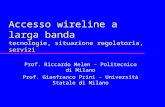 Accesso wireline a larga banda tecnologie, situazione regolatoria, servizi Prof. Riccardo Melen - Politecnico di Milano Prof. Gianfranco Prini - Università