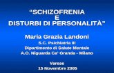SCHIZOFRENIA E DISTURBI DI PERSONALITÀ Maria Grazia Landoni S.C. Psichiatria III Dipartimento di Salute Mentale A.O. Niguarda Ca Granda - Milano Varese.