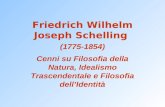 Friedrich Wilhelm Joseph Schelling (1775-1854) Cenni su Filosofia della Natura, Idealismo Trascendentale e Filosofia dellIdentità