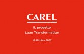 Integrated Solutions & Energy Saving IL progetto Lean Transformation 10 Ottobre 2007.