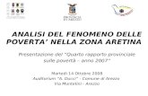 ANALISI DEL FENOMENO DELLE POVERTA NELLA ZONA ARETINA Presentazione del Quarto rapporto provinciale sulle povertà – anno 2007 Martedì 14 Ottobre 2008 Auditorium.