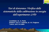A. Porta, università e INFN, Torino05 novembre 2004 Tesi di dottorato: Verifica delle sistematiche della calibrazione in energia dellesperimento LVD Candidata: