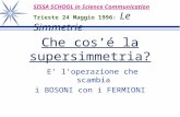 Che cosé la supersimmetria? E loperazione che scambia i BOSONI con i FERMIONI SISSA SCHOOL in Science Communication Trieste 24 Maggio 1996: Le Simmetrie.