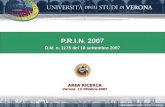 P.R.I.N. 2007 D.M. n. 1175 del 18 settembre 2007 AREA RICERCA Verona 12 Ottobre 2007.