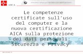 Www.aicanet.it Le competenze certificate sulluso del computer e la nuova certificazione AICA sulla protezione dei dati personali: Sicurezza e Privacy Antonio.