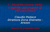 L identificazione della fragilità: strumento di prevenzione? Claudio Pedace Direttore Zona Distretto -Arezzo Arezzo 15 dicembre 2012.