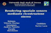 1 Rendering spaziale sonoro mediante ricostruzione stereo Università degli studi di Verona Facoltà di Scienze MM. FF. NN. Corso di Laurea in Informatica.