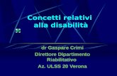 Concetti relativi alla disabilità dr Gaspare Crimi Direttore Dipartimento Riabilitativo Az. ULSS 20 Verona.