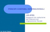Dott. Massimo Chiappetta PRINCIPI CONTABILI INTERNAZIONALI IAS-IFRS Rapporti tra redazione del bilancio ed imposizione fiscale.
