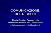 COMUNICAZIONE DEL RISCHIO Maria Cristina Caratozzolo Dipartimento di Scienze della Comunicazione cristina.caratozzolo@polimi.it.