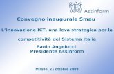 Paolo Angelucci – Presidente Assinform Smau 2009 0 Convegno inaugurale Smau Linnovazione ICT, una leva strategica per la competitività del Sistema Italia.