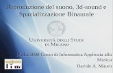 Riproduzione del suono, 3d-sound e Spazializzazione Binaurale 16/12/2008 Corso di Informatica Applicata alla Musica Davide A. Mauro 16/12/2008 Corso di.