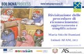 1  t Rivisitazione delle procedure di riconoscimento: aggiornamento e semplificazione Maria Sticchi Damiani Istituti AFAM, 2012.