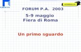 FORUM P.A. 2003 5-9 maggio Fiera di Roma Un primo sguardo.