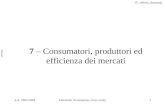 07_offerta_domanda A.A. 2003-2004Istituzioni di economia, corso serale1 7 – Consumatori, produttori ed efficienza dei mercati copertina.