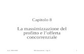 A.A. 2004-2005Microeconomia - Cap. 81 Capitolo 8 La massimizzazione del profitto e lofferta concorrenziale.