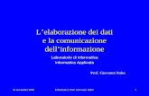 24 novembre 2005Informatica Prof. Giovanni Raho1 Lelaborazione dei dati e la comunicazione dellinformazione Laboratorio di informatica Informatica Applicata.