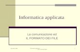 Dicembre 2006 Informatica applicata prof. Giovanni Raho 1 Informatica applicata La comunicazione ed IL FORMATO DEI FILE.