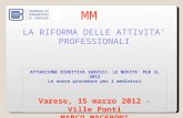 ATTUAZIONE DIRETTIVA SERVIZI: LE NOVITA PER IL 2012 Le nuove procedure per i mediatori Varese, 15 marzo 2012 - Ville Ponti MARCO MACERONI MM LA RIFORMA.