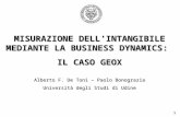 1 MISURAZIONE DELLINTANGIBILE MEDIANTE LA BUSINESS DYNAMICS: IL CASO GEOX Alberto F. De Toni – Paolo Bonograzia Università degli Studi di Udine.
