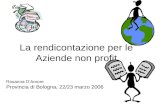 La rendicontazione per le Aziende non profit Rosanna DAmore Provincia di Bologna, 22/23 marzo 2006.