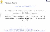 6 maggio 2008Master in economia e politica sanitaria - Simulazione per la sanità 1 copertina Pietro Terna pietro.terna@unito.it Dipartimento di scienze.