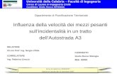 Università della Calabria – Facoltà di Ingegneria Corso di Laurea in Ingegneria Civile Candidato: Giulio Rocco SITONGIA Influenza della velocità dei mezzi.