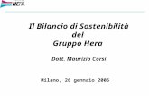 Il Bilancio di Sostenibilità del Gruppo Hera Dott. Maurizio Corsi Milano, 26 gennaio 2005.