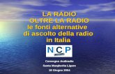 LA RADIO OLTRE LA RADIO le fonti alternative di ascolto della radio in Italia LA RADIO OLTRE LA RADIO le fonti alternative di ascolto della radio in Italia.
