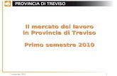 7 settembre 20101 Il mercato del lavoro in Provincia di Treviso Primo semestre 2010.