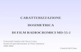 CARATTERIZZAZIONE DOSIMETRICA DI FILM RADIOCROMICI MD-55-2 Università Cattolica del Sacro Cuore Scuola di specializzazione in Fisica Sanitaria 2003-2004.