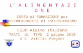 L A L I M E N T A Z I O N E CORSO di FORMAZIONE per ACCOMPAGNATORI di ESCURSIONISMO Club Alpino Italiano TRATI di TIVO 2 giugno 2010 A E Attilio Piegari.