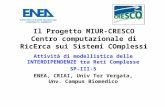 Il Progetto MIUR-CRESCO Centro computazionale di RicErca sui Sistemi COmplessi Attività di modellistica delle INTERDIPENDENZE tra Reti Complesse SP-III-5.