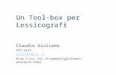 Un Tool-box per Lessicografi Claudio Giuliano ITC-irst giuliano@itc.it