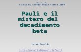 Pauli e il mistero del decadimento beta Luisa Bonolis luisa.bonolis@roma1.infn.it A. I. F. Scuola di Storia della fisica 2004.