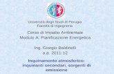 Università degli Studi di Perugia Facoltà di Ingegneria Inquinamento atmosferico: inquinanti secondari, sorgenti di emissione Corso di Impatto Ambientale.