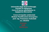 Università degli Studi di Perugia Facoltà di Ingegneria Corsi di laurea specialistica in Ingegneria Meccanica Corso di Impatto ambientale Modulo Pianificazione.