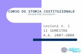 I CORSO DI STORIA COSTITUZIONALE Docente Prof. Scuccimarra Lezioni n. 1 II SEMESTRE A.A. 2007-2008.