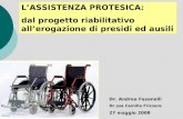 LASSISTENZA PROTESICA: dal progetto riabilitativo allerogazione di presidi ed ausili Dr. Andrea Fasanelli Dr.ssa Camilla Frizzera 27 maggio 2008.