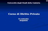 18 Università degli Studi della Calabria Corso di Diritto Privato Il contratto Requisiti.